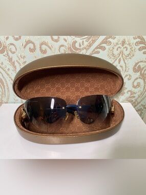 Vintage Gucci Gradient Rimless Sunglasses with Hard Case